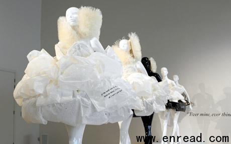 The wedding dress can be transformed into five new fashion pieces due to its material.