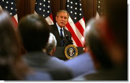 President George W. Bush delivers remarks at the White House Forum on International Trade and Investment Tuesday, Nov. 6, 2007, in the Dwight D. Eisenhower Executive Office Building in Washington, D. C. White House photo by Joyce N. Boghosian