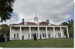 With Mount Vernon as a backdrop, President George W. Bush and President Nicolas Sarkozy of France view the Potomac as they meet Wednesday, Nov. 7, 2007, for the second day. White House photo by Eric Draper