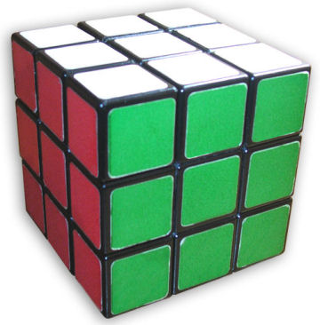 When the puzzle is solved, each side of a Rubik's Cube contains squares, or facelets, of just one color.