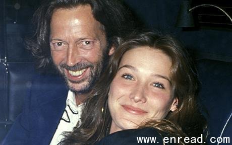 Carla Bruni and Eric Clapton together in 1989.