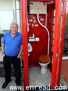 The red telephone box converted into a toilet.