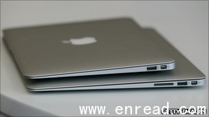 The MacBook Air is 0.11 inches thick at its thinnest point