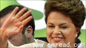 Ms Rousseff said the election of a woman was a sign of Brazil's democratic progress