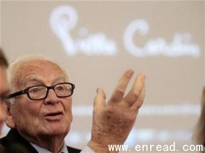 French fashion legend Pierre Cardin gestures during a news conference in Moscow, May 28, 2010.