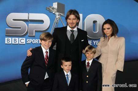 A file photo of David, Victoria Beckham and their three sons. David and Victoria Beckham are expecting their fourth child this summer, her spokeswoman said on Sunday.
