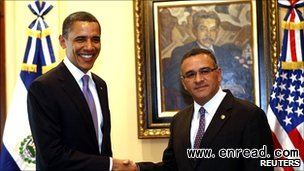 Mr Obama was full of praise for Salvadoran President Mauricio Funes