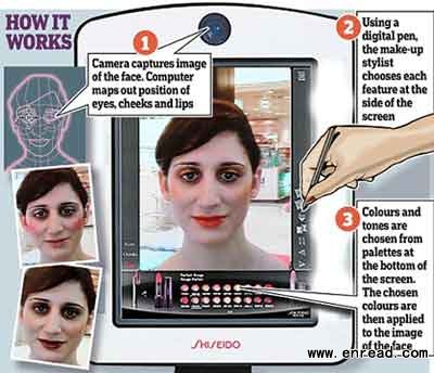 The future of make-up: Claire gets a tutorial in how to use the hi-tech simulator