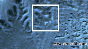 An infra-red satellite image shows a buried pyramid, located in the centre of the highlight box.