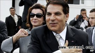 Mr Ben Ali, seen with his wife in this photo from 2009, ruled Tunisia for 23 years