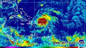 Irene has now passed Puerto Rico