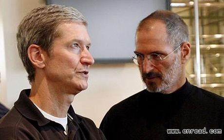 Tim Cook (left) said that Apple TV was a 'hobby', and that the company was now focused on mobile devices.