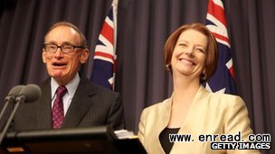 Bob Carr, left, named foreign minister by PM Julia Gillard, says he could not say no to her