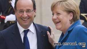 Francois Hollande and Angela Merkel have differing views on debt management