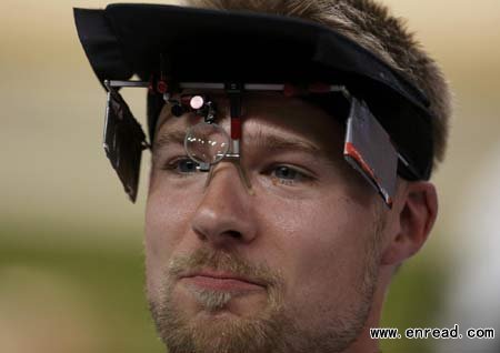 Matthew Emmons of the US reacts after placing third in the men\s 50m rifle shooting from 3 positions event at the London 2012 Olympic Games.