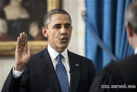 US President Barack Obama takes the official oath of office from US <a href=