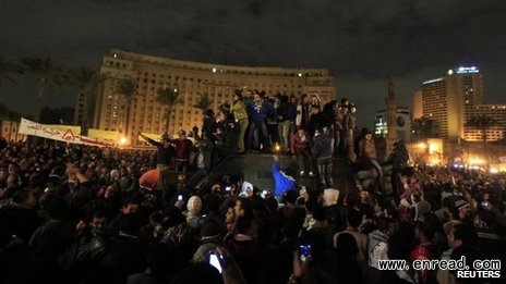 Protests have continued into the night in Cairo, and in cities along the Suez canal