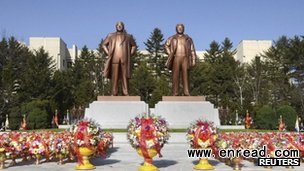 North Korea is celebrating the birthday of Kim Il-sung, left