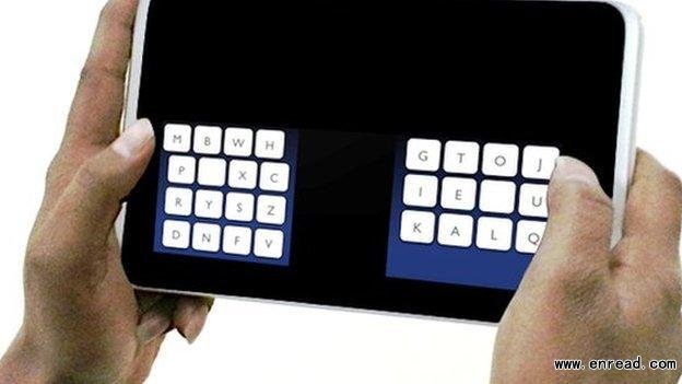 Researchers have created a new keyboard layout which they claim makes 'thumb-typing' faster on touchscreen devices such as tablets and large smartphones.