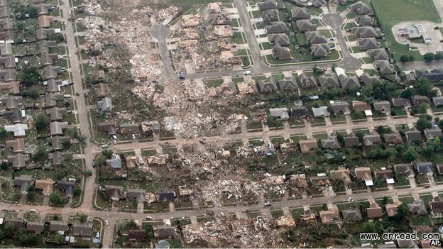 The huge tornado ripped through a suburb of Oklahoma City, <a href=