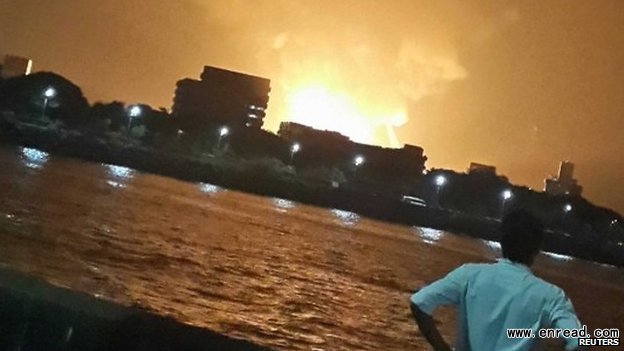 Smoke from the blaze could be seen in many parts of the city