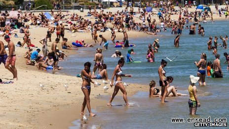 Australians headed to the beach as temperatures soared