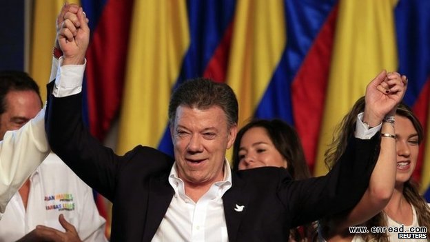 Mr Santos said that millions of Colombians had chosen hope over fear