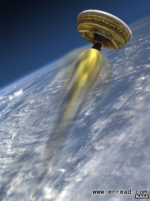 Artist's impression: A rocket motor was used to shoot the vehicle up through the stratosphere