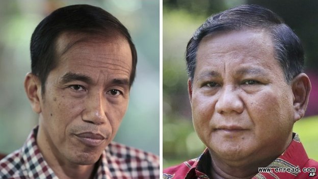 Rivals Joko Widodo (L) and Prabowo Subianto (R) draw support from different parts of society