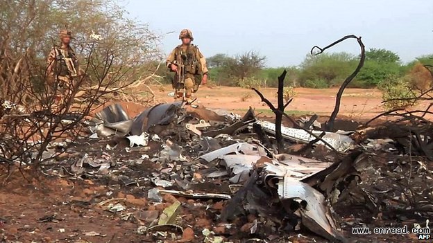 A team of 100 French soldiers travelled to the region on Friday to secure the crash site