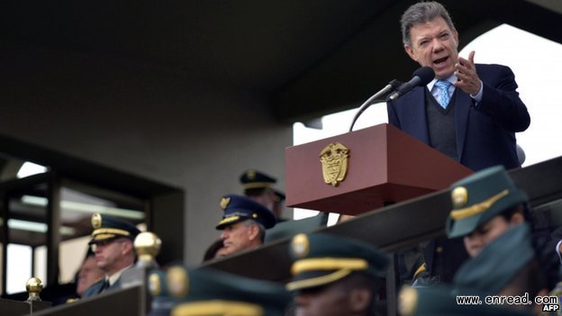 Colombian President Juan Manuel Santos facing the challenge of negotiating a peace settlement after five decades of conflict