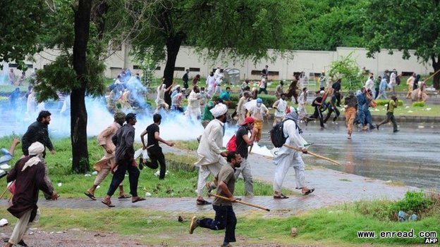 Demonstrators have been taking part in a sit-in in the capital for two weeks.