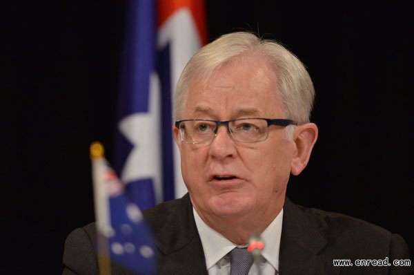 Australian Trade Minister Andrew Robb speaks at a press conference for the Trans-Pacific <a href=