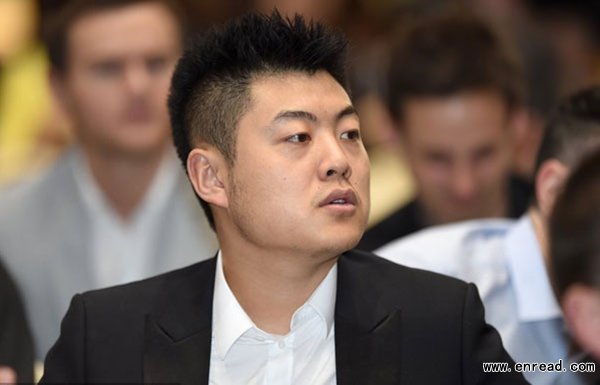 A photo of Chinese snooker plaer Liang Wenbo at the press <a href=