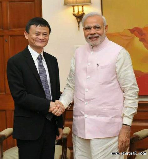 Indian Prime Minister Narendra Modi meets Jack Ma