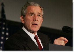 President George W. Bush addresses his remarks to the National Cattlemens Beef Association Wednesday, March 28, 2007 in Washington, D.C., speaking on the strength of the economy and the need to stay resolved and firm in protecting the security of the United States. White House photo by Joyce Boghosian